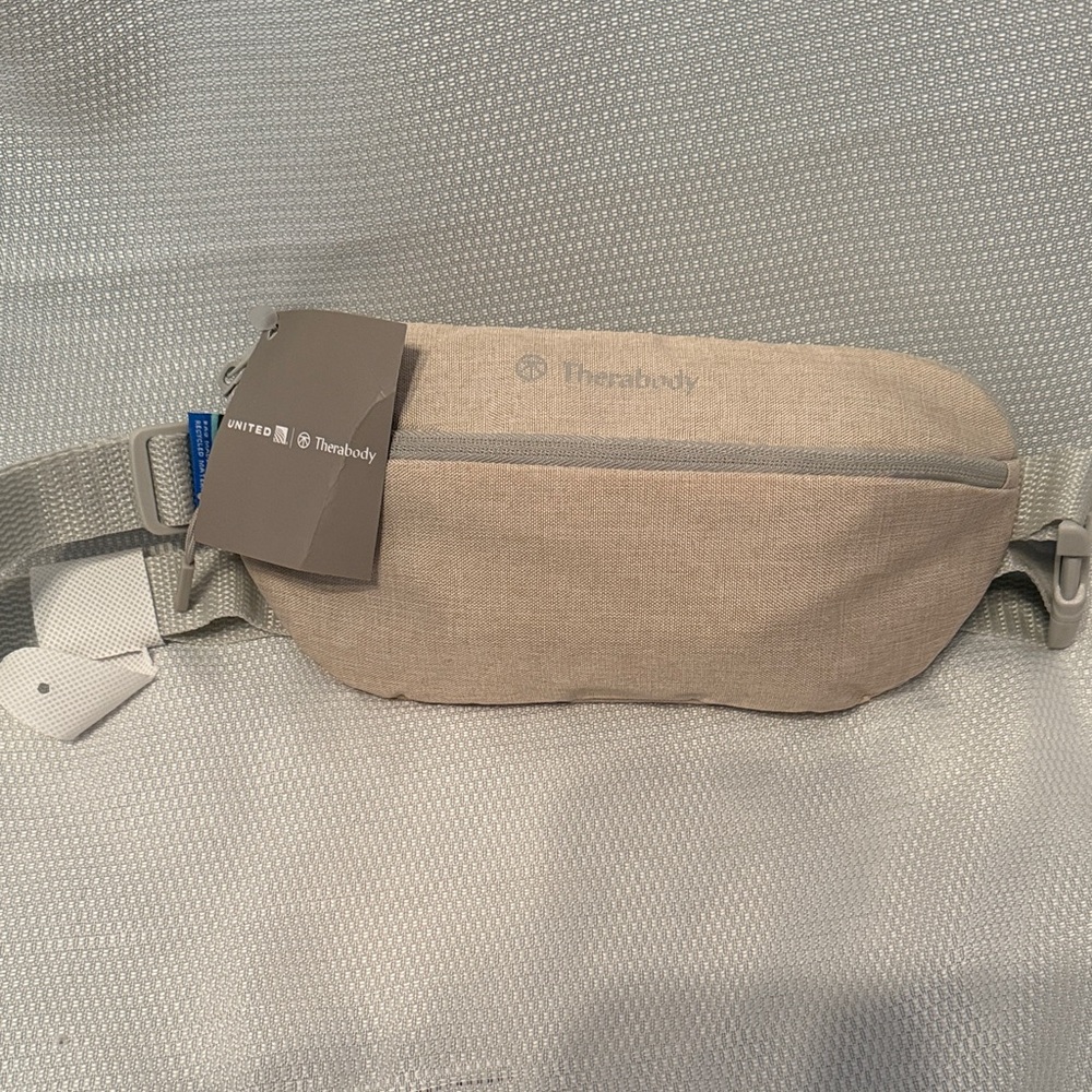Therabody Crossbody Bag Amenity Kit Tan Grey Recycled‎ NEW